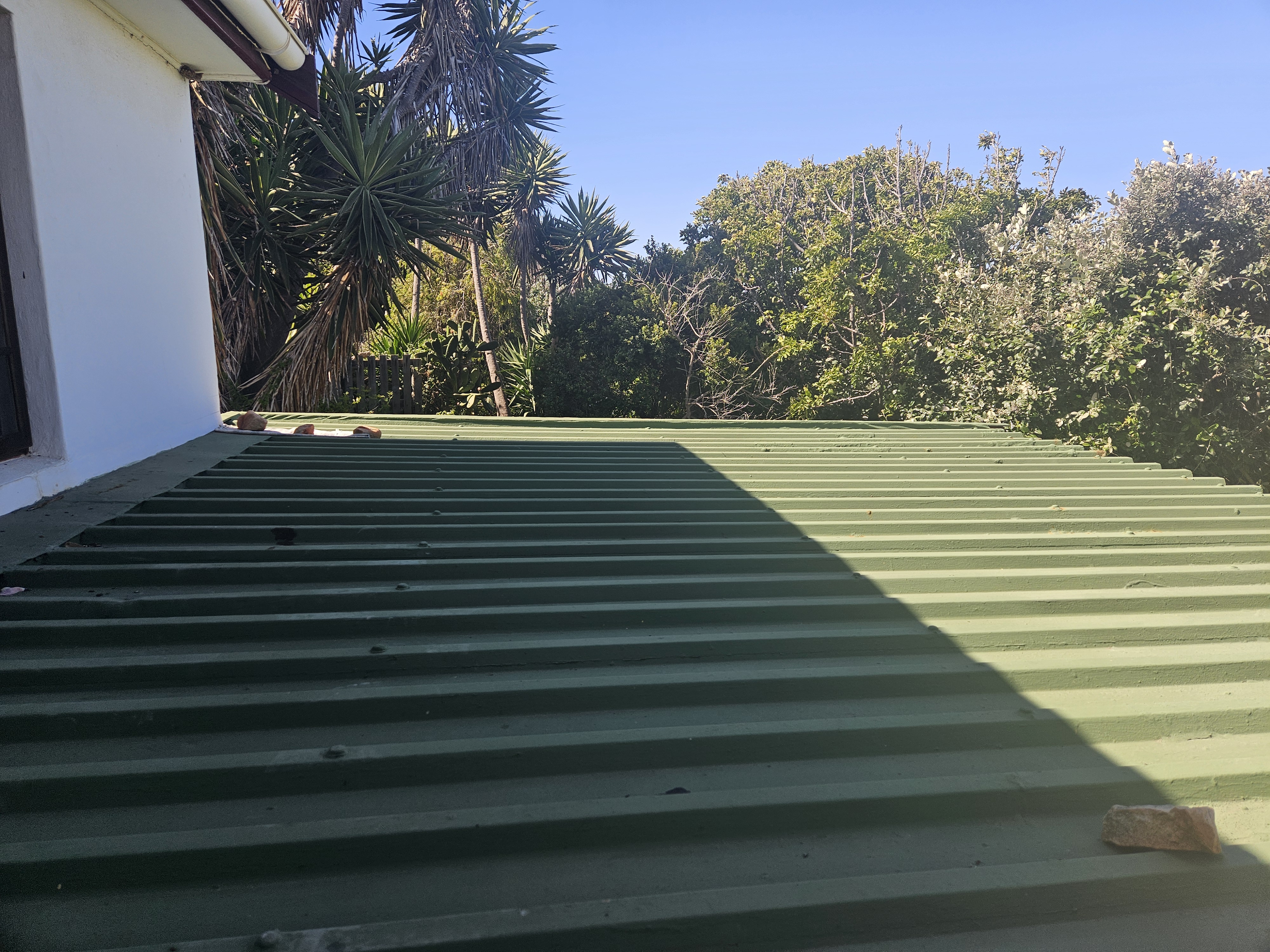Completed green metal roof