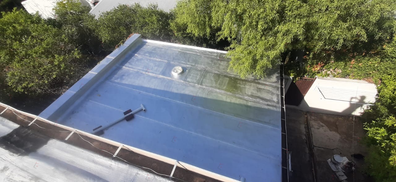 Waterproofing applied to a flat roof